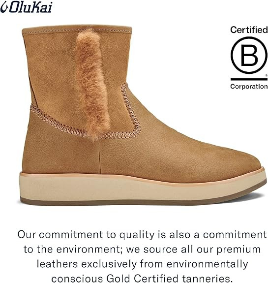 OLUKAI Pa'ina Hulu Women's Winter Boot, Soft Waterproof Leather & Wet Grip Sole, Medial Side Zipp... | Amazon (US)