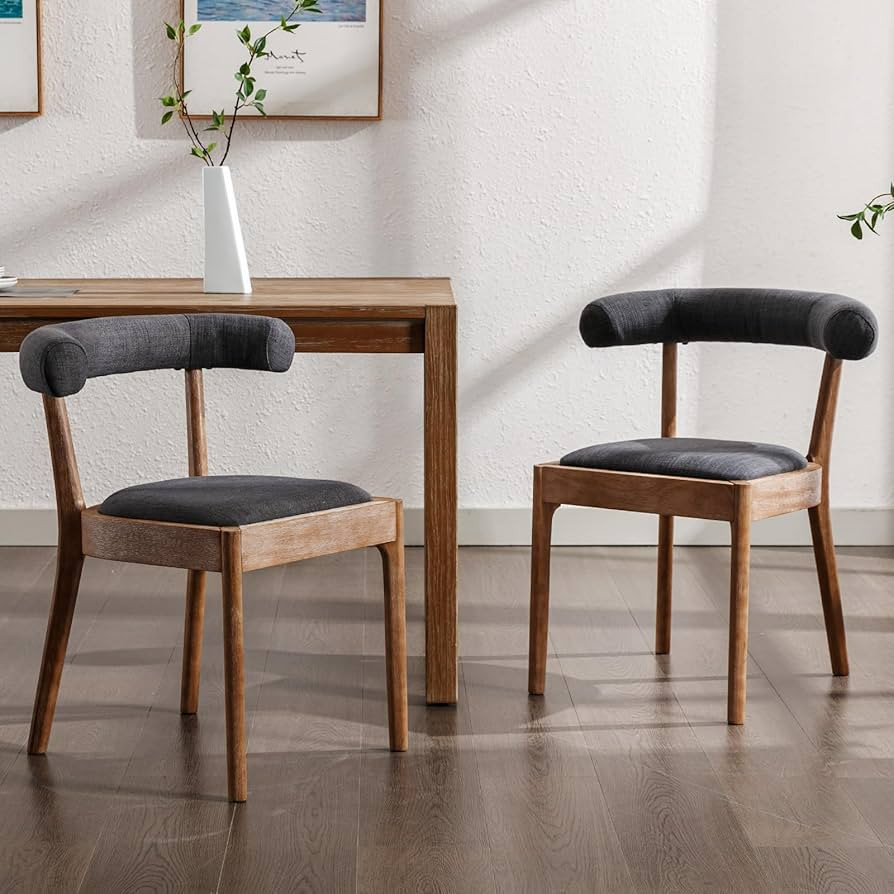 Kmax Dining Room Chairs Mid-Century Modern Fabric Kitchen Chairs with Natural Walnut Finished Fra... | Amazon (US)