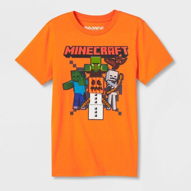 Boys' Minecraft Halloween Short Sleeve Graphic T-Shirt - Orange | Target