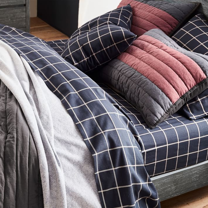 Boxter Plaid Organic Sheet Set | Pottery Barn Teen