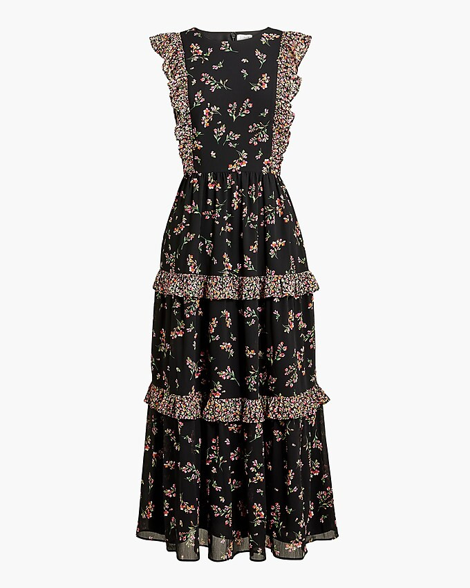 Sleeveless floral ruffle tiered maxi dress | J.Crew Factory