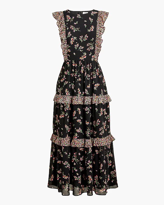 Sleeveless floral ruffle tiered maxi dress | J.Crew Factory