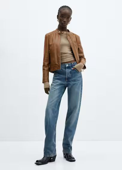 100% leather jacket -  Women | Mango USA | MANGO (US)