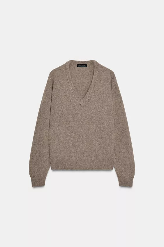 CASHMERE AND WOOL V-NECK JUMPER | Zara UK