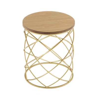 Golden Side Table - Top & Metal Frame, Stylish And Stable, Ideal For Daily Use, 17 In X 20.5 In, No Assembly Required With Fashionable Build, 17"x17"x | Wayfair North America