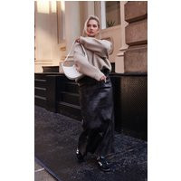 Washed Black Faux Leather Maxi Skirt | PrettyLittleThing US