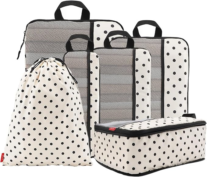 U+U 6 Set Compression Packing Cubes - Ultralight Travel Organizers with Laundry Bag, Space-Saving... | Amazon (US)