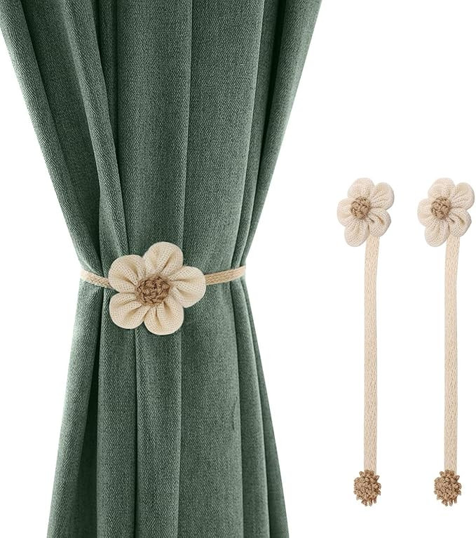 Lewondr Magnetic Window Curtain Rope Holdbacks, 2 Pieces Simple and Elegant Sunflower Decorative ... | Amazon (US)