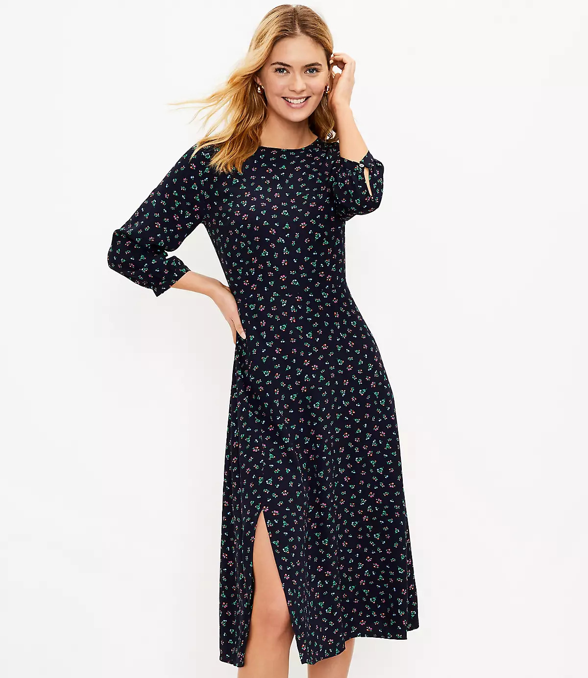 Floral Slit Midi Dress | LOFT | LOFT