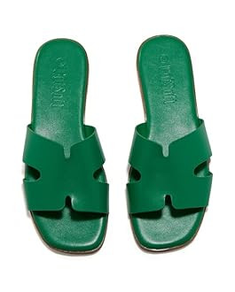  Women's Flat Sandals Square Open Toe Slide Sandal Slip on Comfortable Summer Shoes, Green... | Amazon (US)