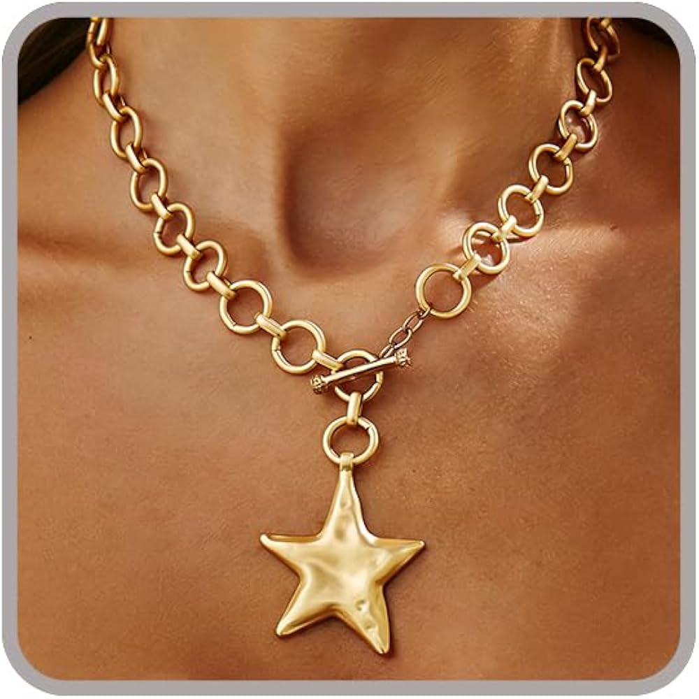 Sora Tuki Chunky Star Necklace for Women Trendy Big Statement Necklace Large Star Pendant Necklac... | Amazon (US)