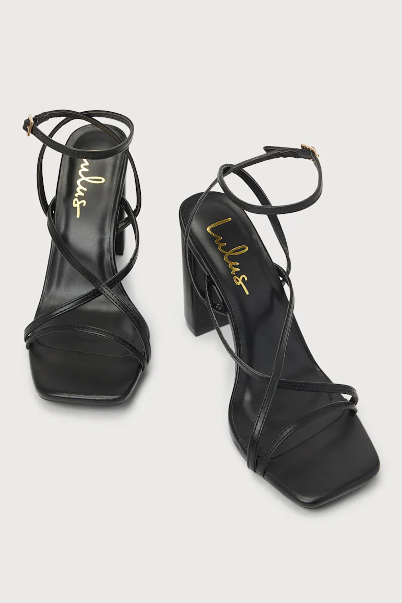Makennaa Black Strappy High Heel Ankle Strap Sandals | Lulus