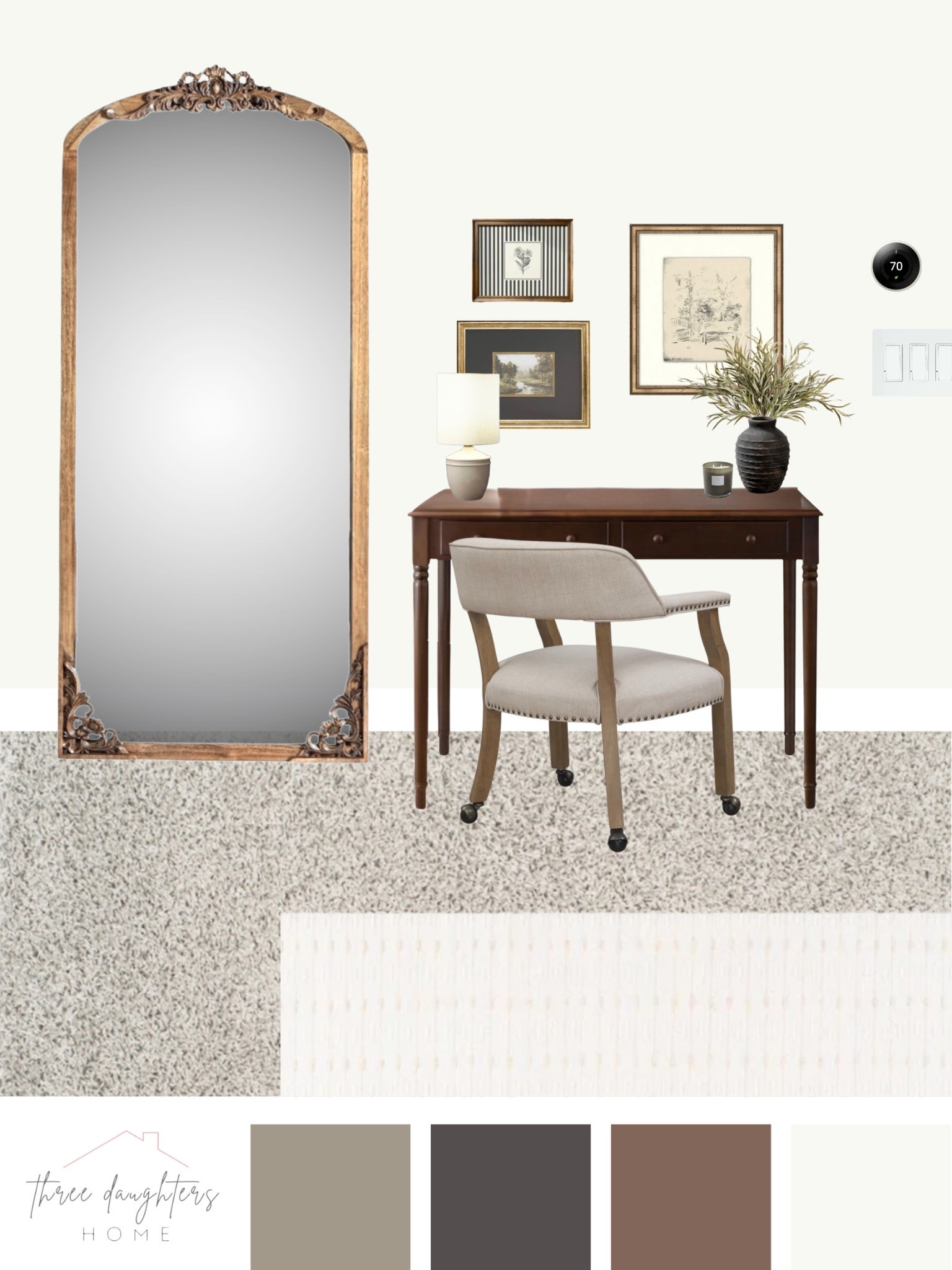 master bedroom office space, writing desk, small office, small desk, full length mirror, wall art, wall decor, McGee & Co., studio McGee vibes

#LTKFindsUnder50 #LTKHome #LTKSaleAlert
