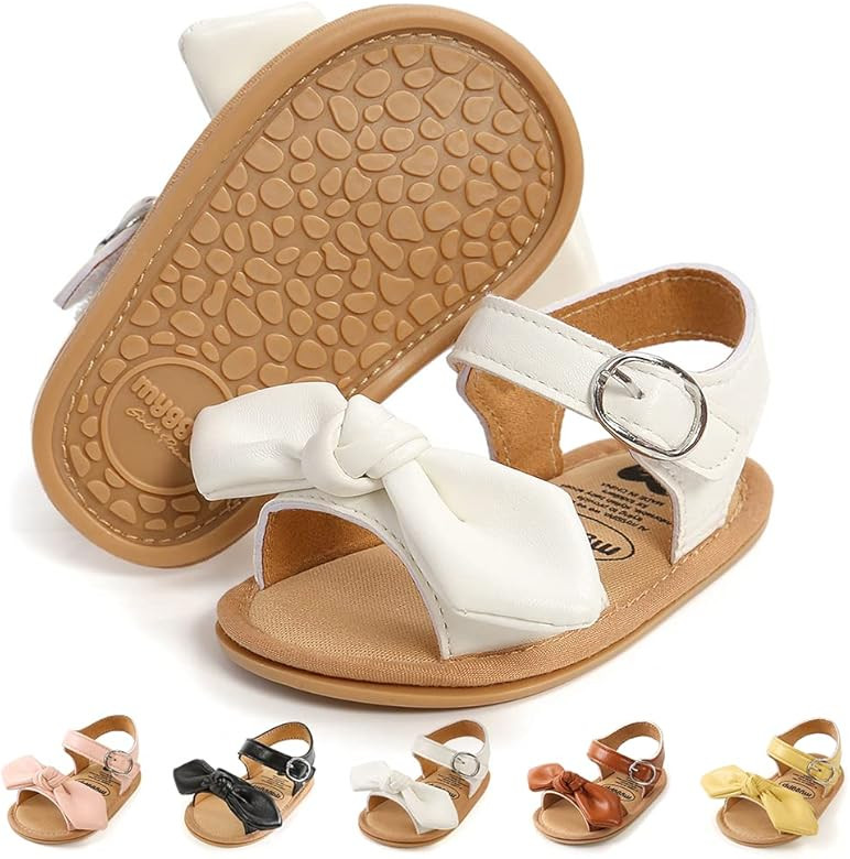 Meckior Baby Toddler Infant Girls PU Leather Soft Open Toe Summer Sandals Flower Princess Flat Sh... | Amazon (US)