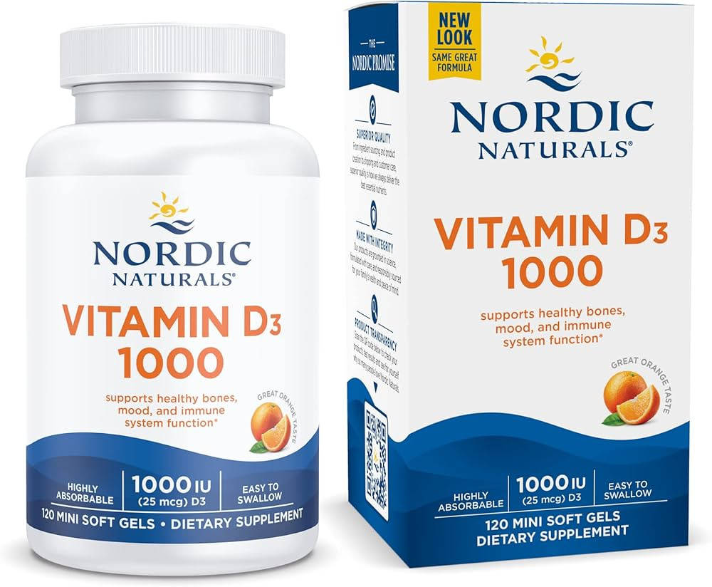 Nordic Naturals Vitamin D3 1000, Orange - 120 Mini Soft Gels - 1000 IU Vitamin D3 - Supports Heal... | Amazon (US)