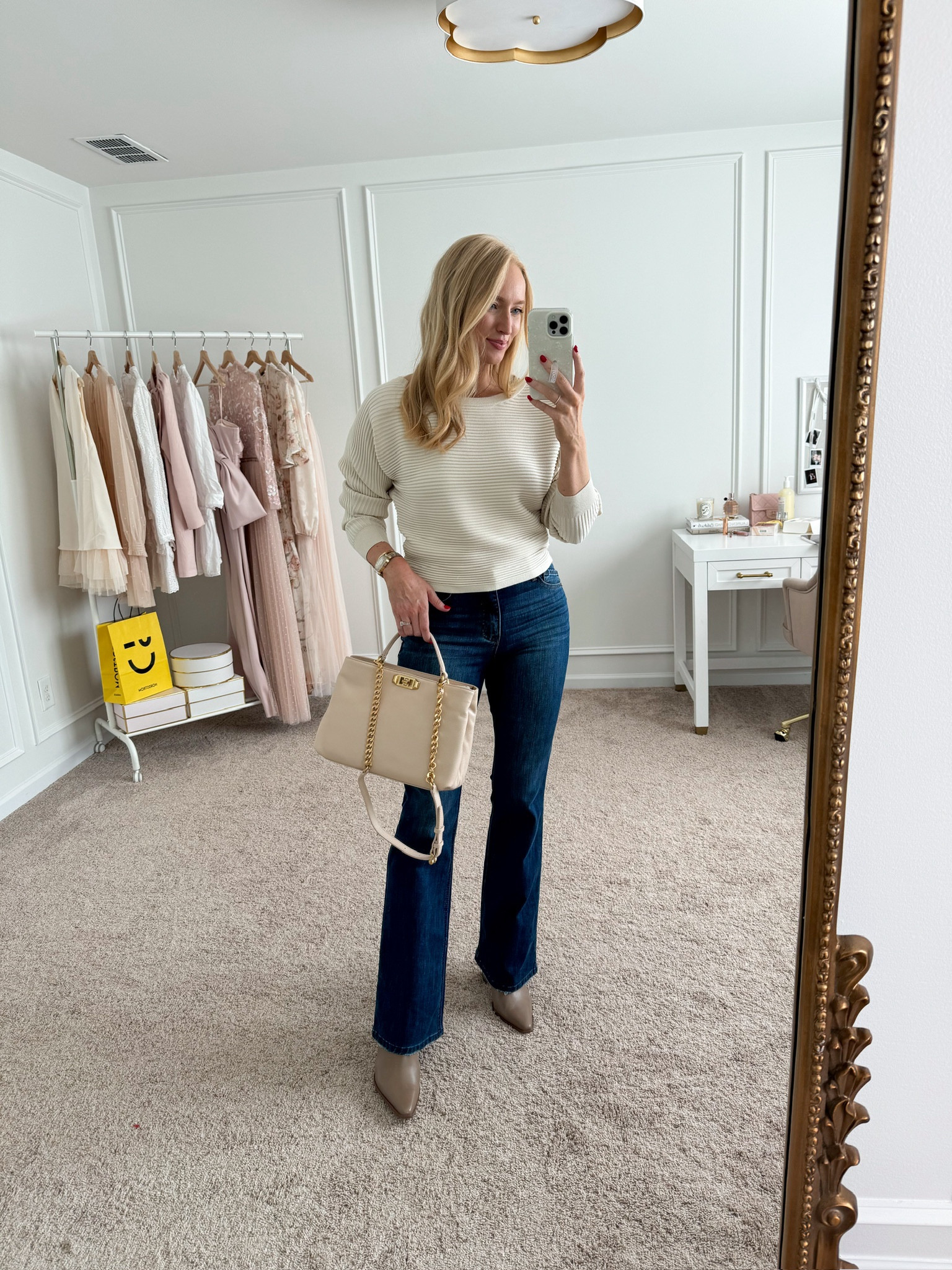 Summer to fall date night outfit! These bootcut jeans are so flattering and under $60 in the Nordstrom anniversary sale. If between size down! I got a 4  

#LTKxNSale
