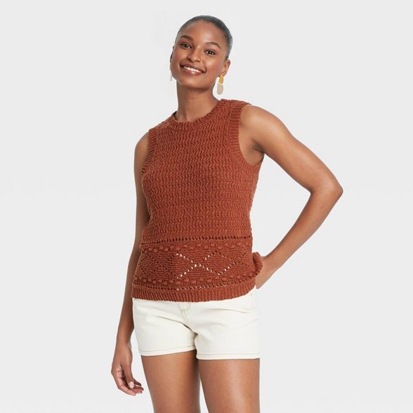 Women's Pointelle Crewneck Sweater Tank - Universal Thread™ | Target