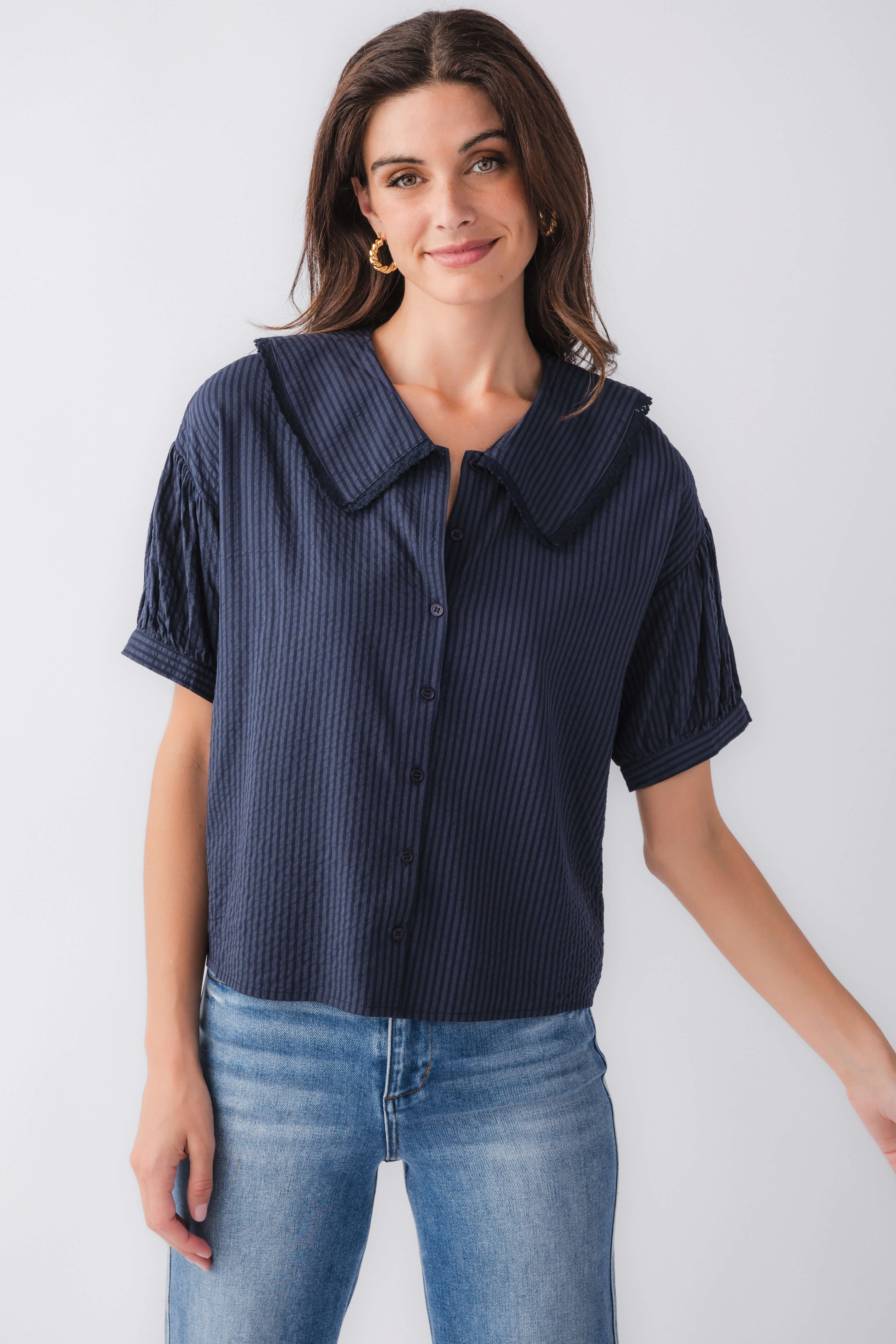 Things Between Peter Pan Collar Top | Social Threads