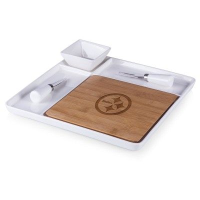 NFL Peninsula Bamboo Cutting Board Serving Tray with Cheese Tools by Picnic Time | Target