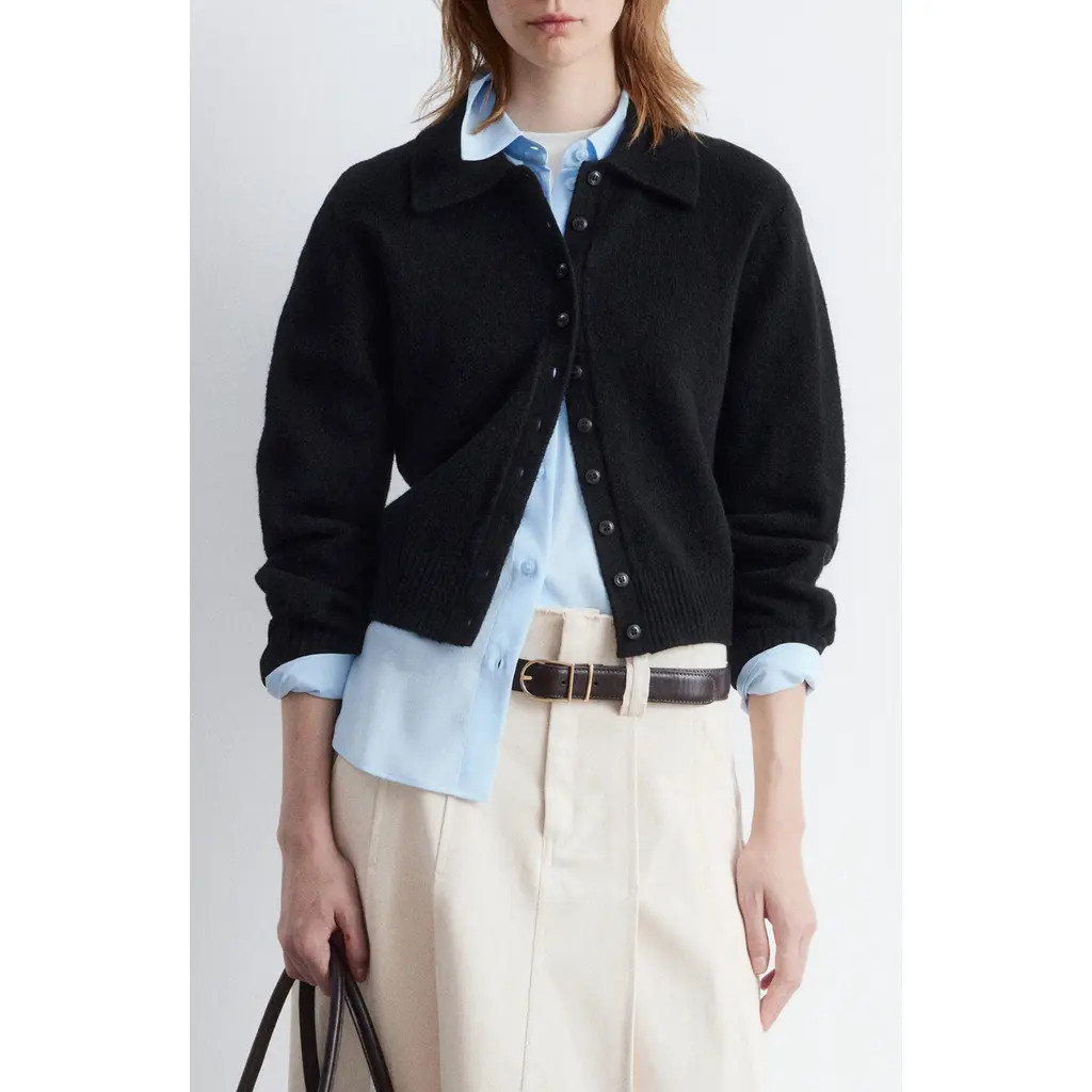 & Other Stories Collared Cardigan in Black Dark at Nordstrom, Size Large | Nordstrom