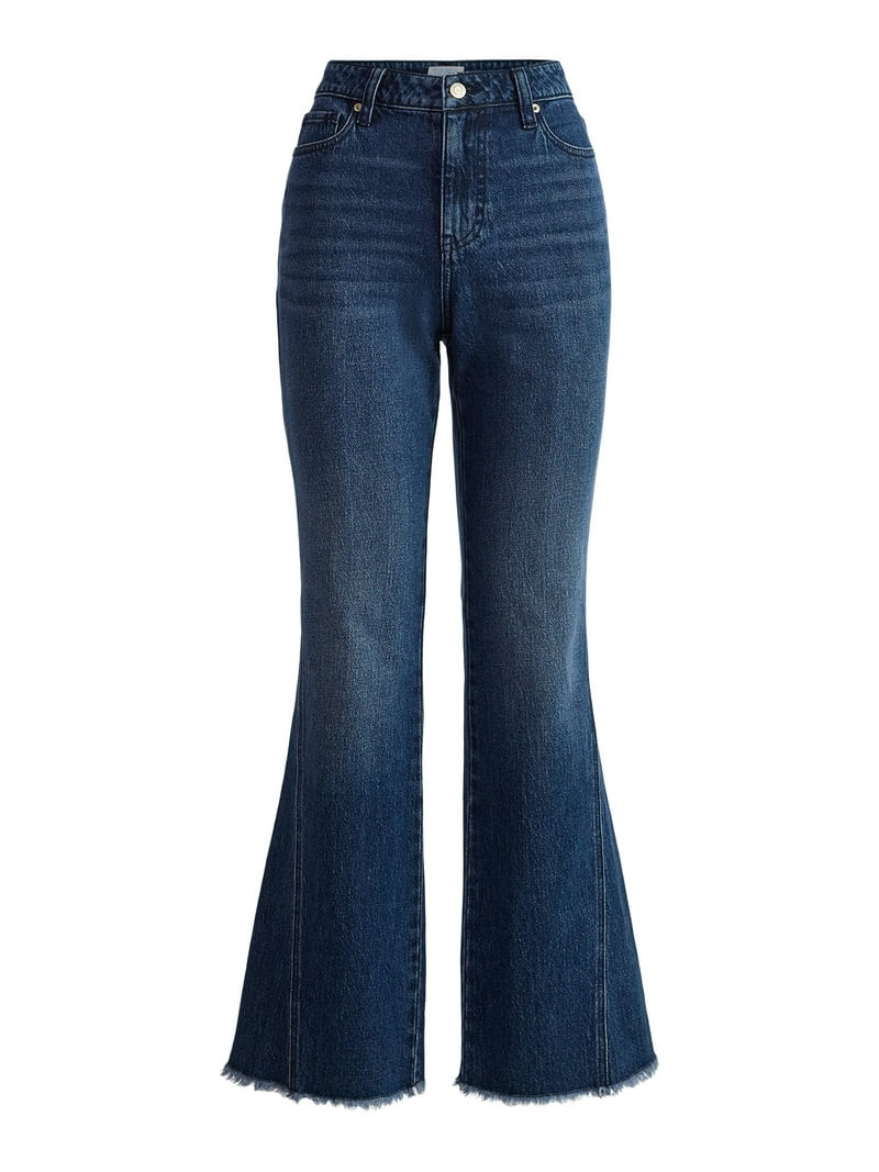 Time and Tru Women's High Rise Flare Jeans With Side Seam Details, 32" Inseam, Sizes 0-20 | Walmart (US)