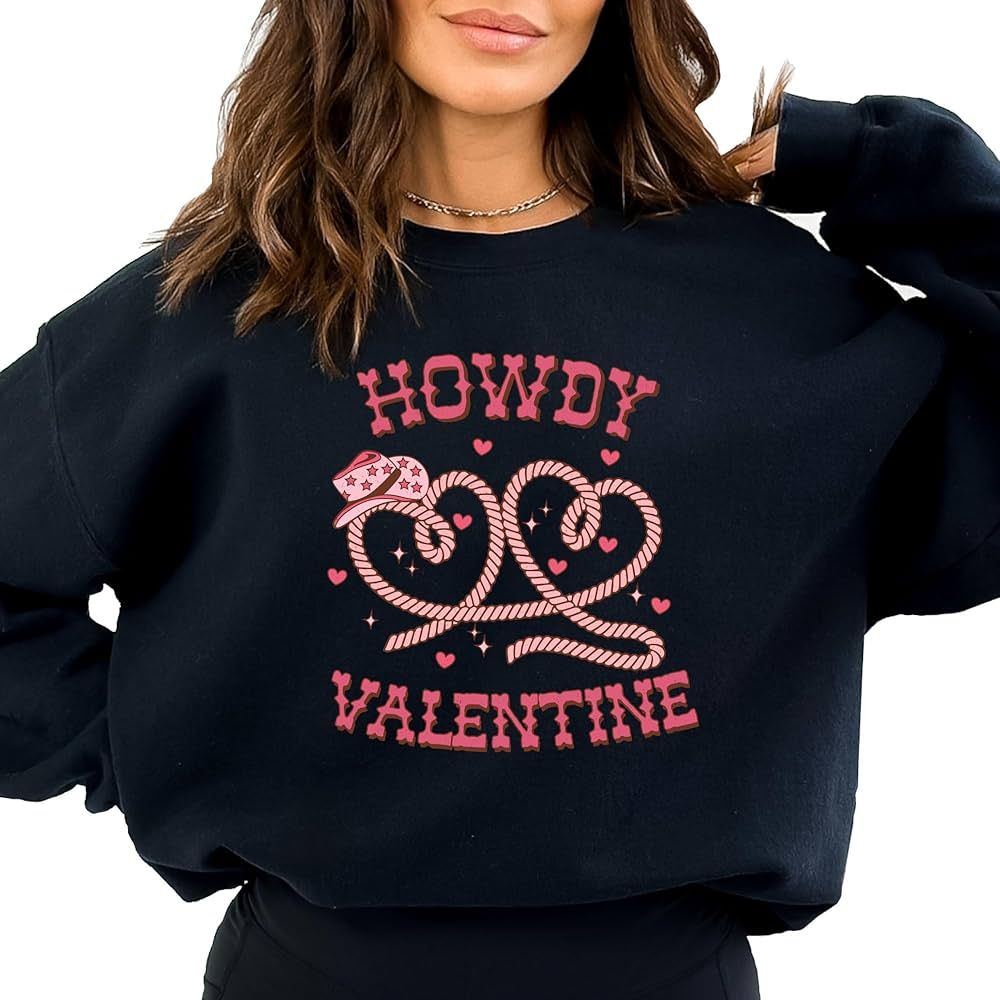 Howdy Valentine Sweatshirt, Valentine's Day Sweatshirts for Women, Womens Western Valentines Day ... | Amazon (US)