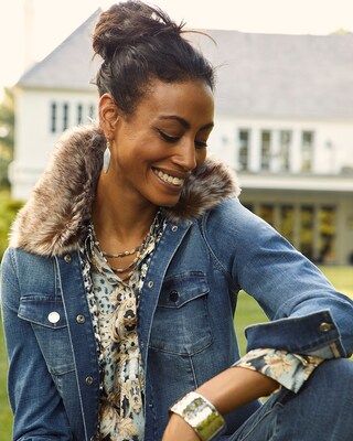 Denim Jacket With Faux Fur Collar | Chico's