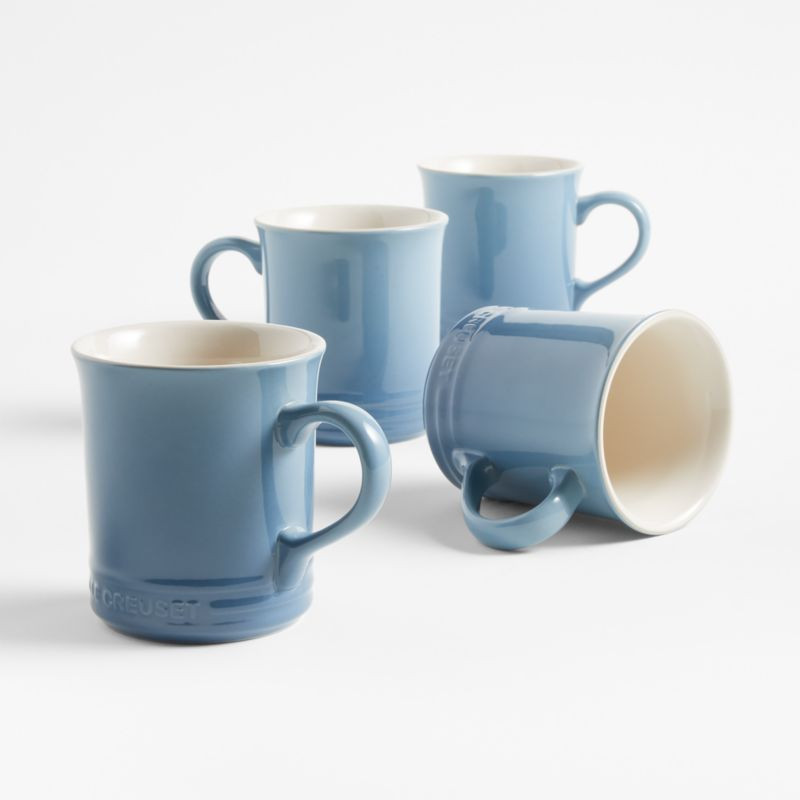 Le Creuset 14-oz. Chambray Blue Mugs, Set of 4 + Reviews | Crate & Barrel | Crate & Barrel