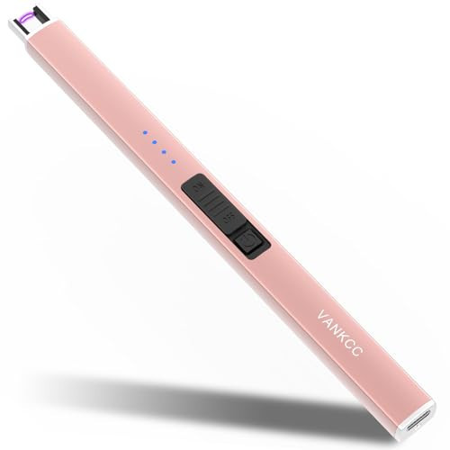 VANKCC Electric Candle Lighter Rechargeable Lighters Stocking Stuffers for Women Plasma Arc Lighters Long USB Rechargeable Lighters Windproof Flameless with Double Safety Lock (Rose Gold) | Amazon (US)