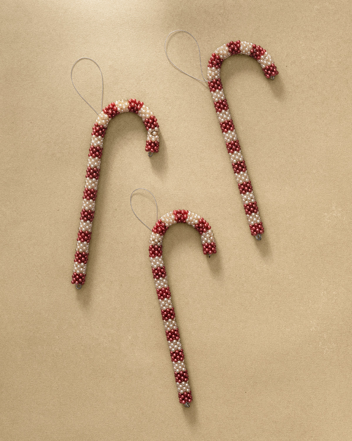 Beaded Candy Cane Ornaments (Set of 3) | McGee & Co. (US)