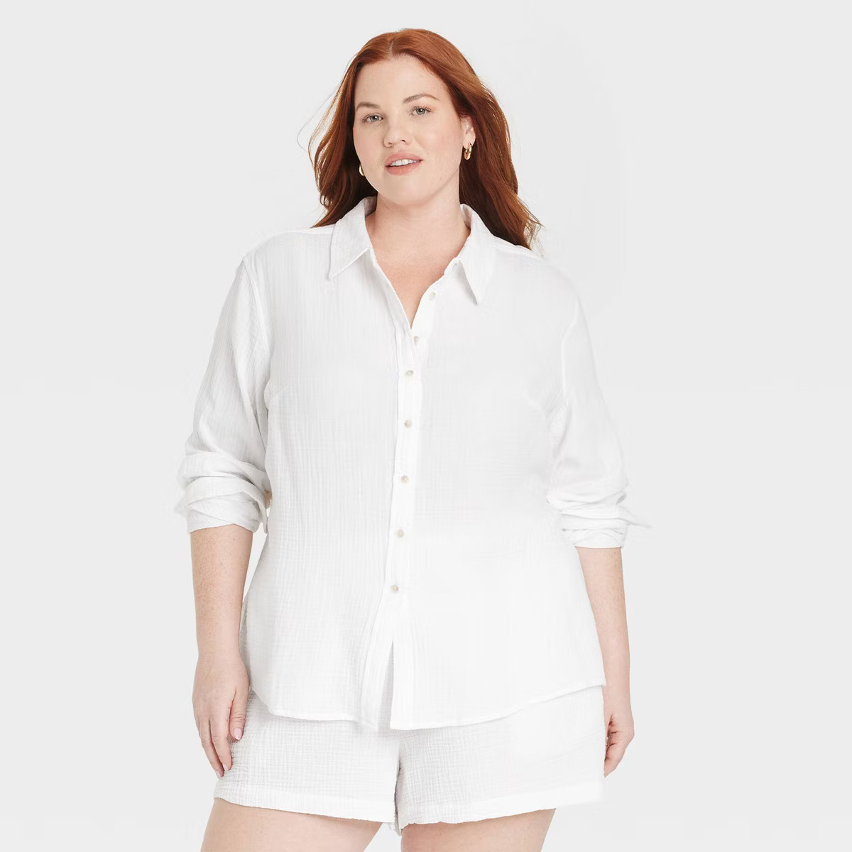 Women's Gauze Long Sleeve Collared Button-Down Shirt - Universal Thread™ | Target
