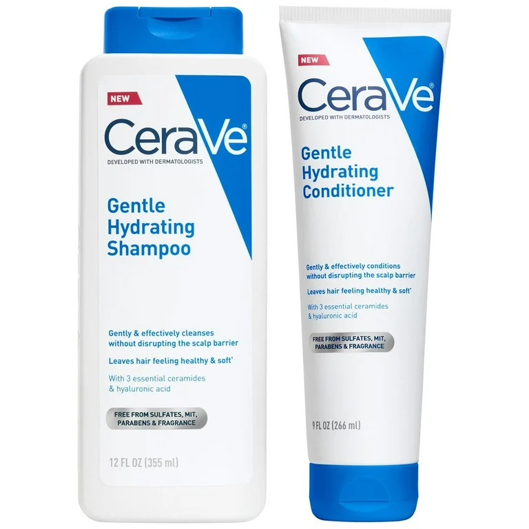 CeraVe Gentle Hydrating Shampoo and Conditioner, Sulfate Free, Paraben Free, Fragrance Free, All ... | Walmart (US)