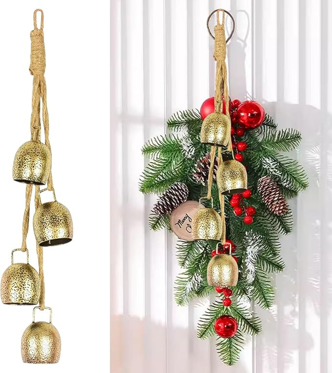 Christmas Cow Bells for Decoration, Vintage Christmas Hanging Bells, Gold Decorative Bells for Ch... | Amazon (US)