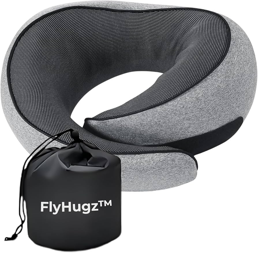 FlyHugz™ Neck Travel Pillow | Memory Foam Neck Pillow for Comfort on Airplane | Compact and Erg... | Amazon (US)