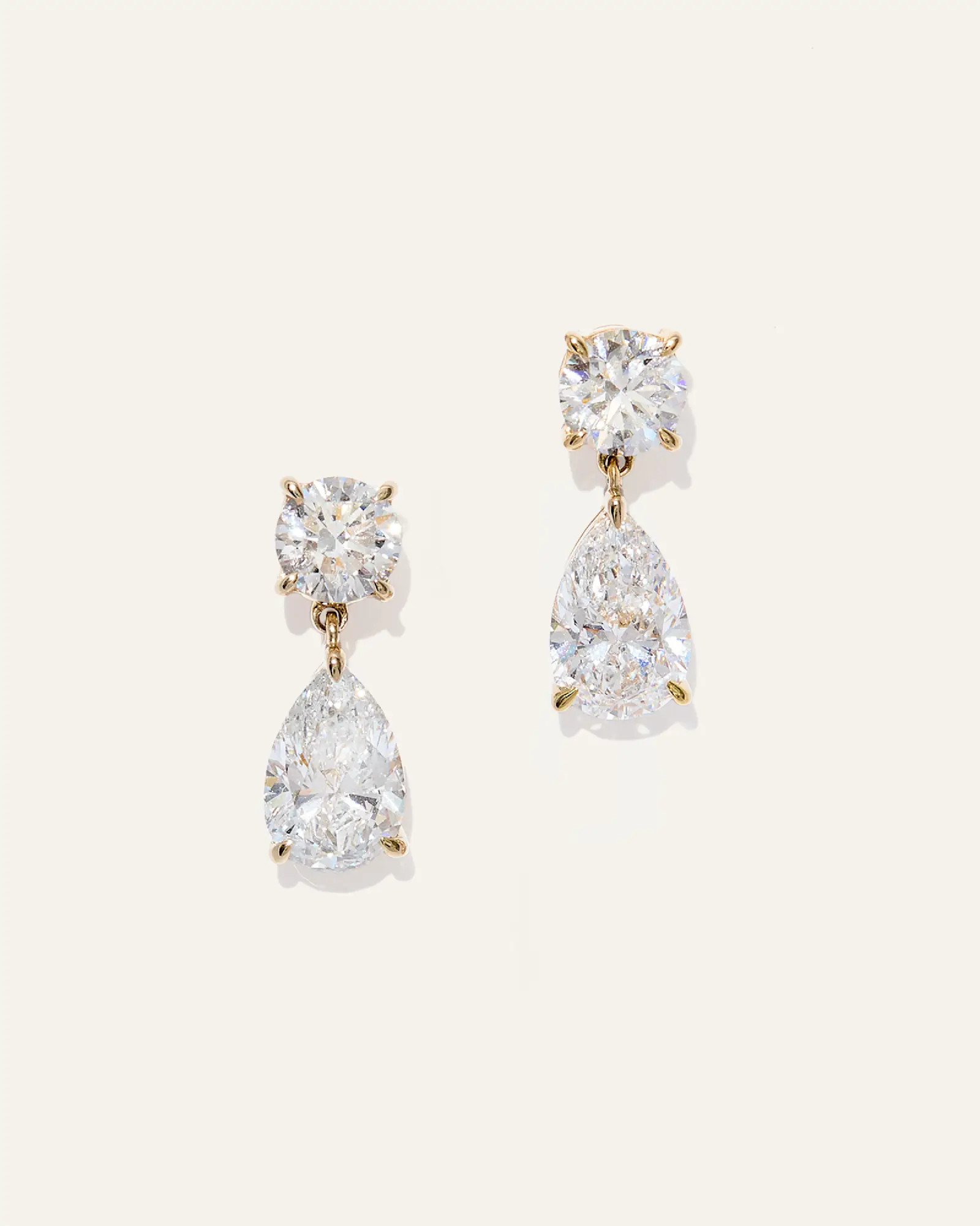 14K Gold Lab Grown Diamond Round & Pear Drop Earrings in Yellow Gold | Quince