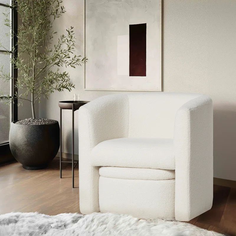 Braedin Upholstered Barrel Accent Chair With Storable Ottoman | Wayfair North America