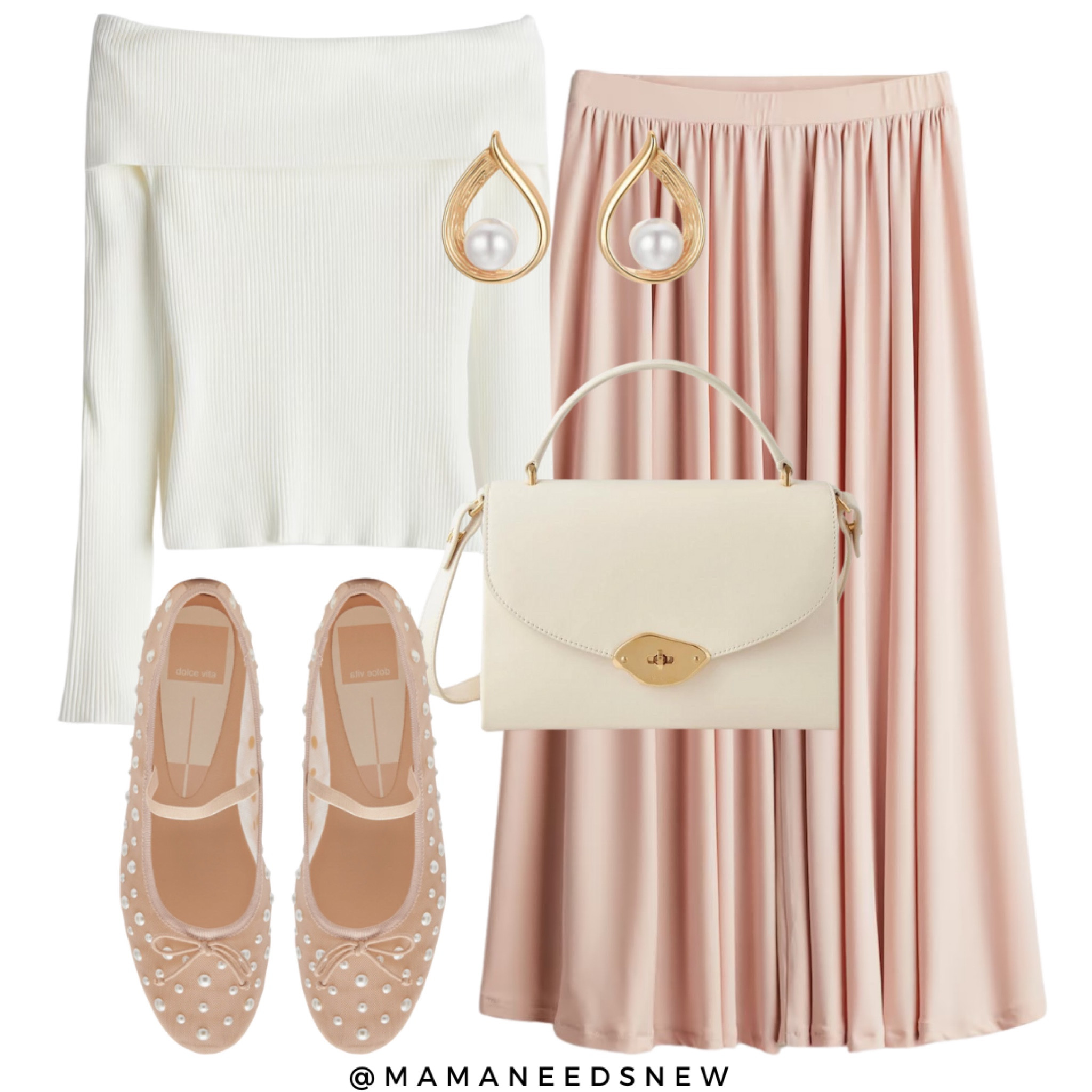 Off the shoulder top & a maxi skirt with ballet flats for a soft/ delicate vibe 🤍

#LTKSeasonal #LTKItBag #LTKFindsUnder100