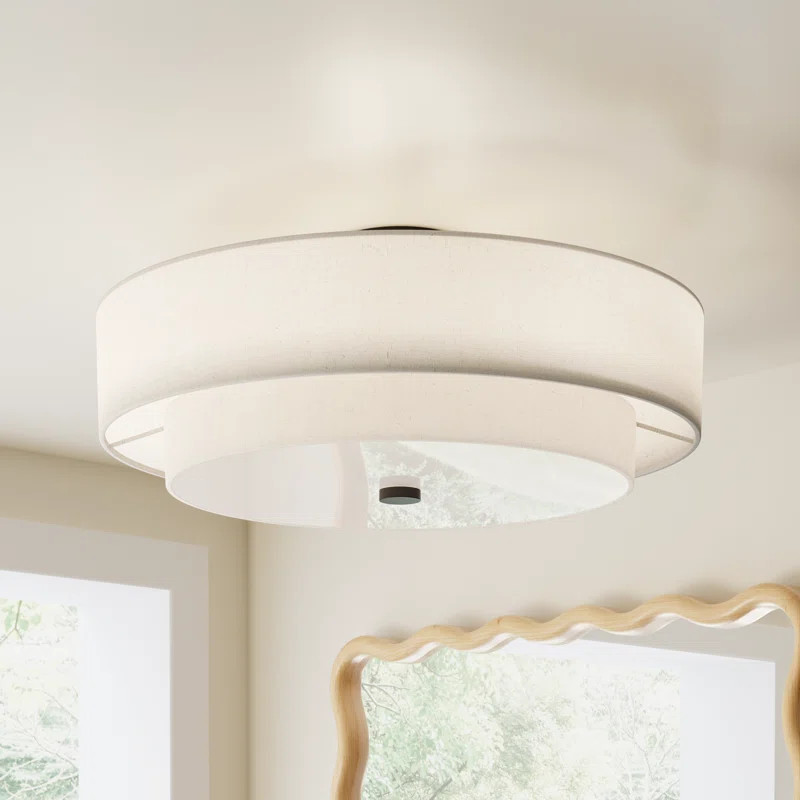 Flaire Linen Blend Semi Flush Mount | Wayfair North America