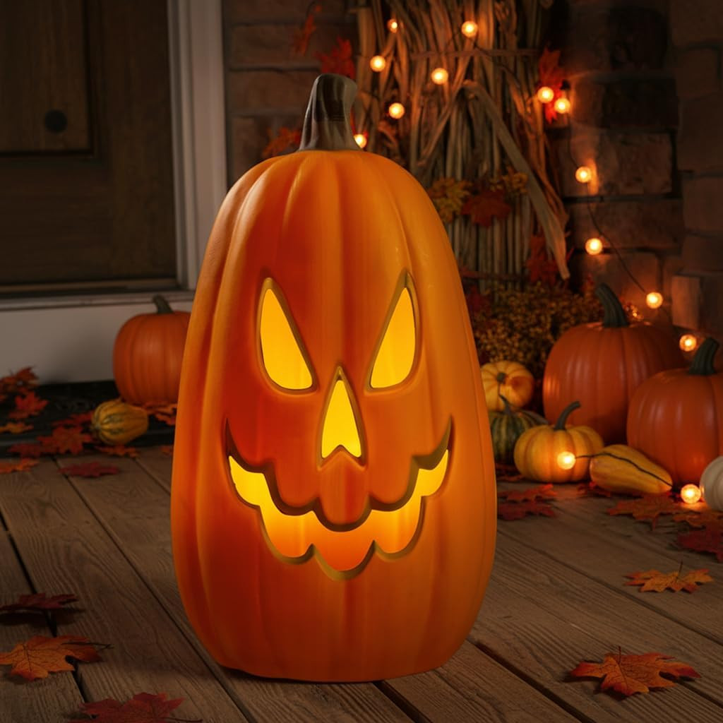 Xodus Battery Operated LED Light Up Pumpkin, Jack-O-Lantern, Timer, 15-inch | Amazon (US)