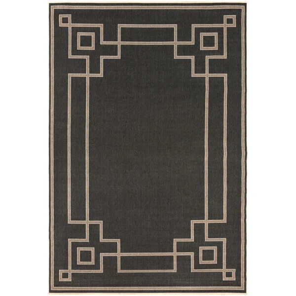 Amherst Geometric Black Indoor / Outdoor Area Rug | Wayfair North America