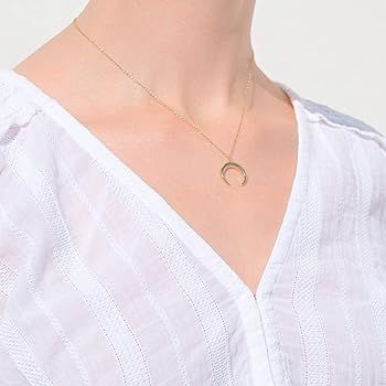 Moon Necklace for Women Gold Necklaces for Women - 18K Gold - Crescent Moon Necklace - Half Moon ... | Amazon (US)