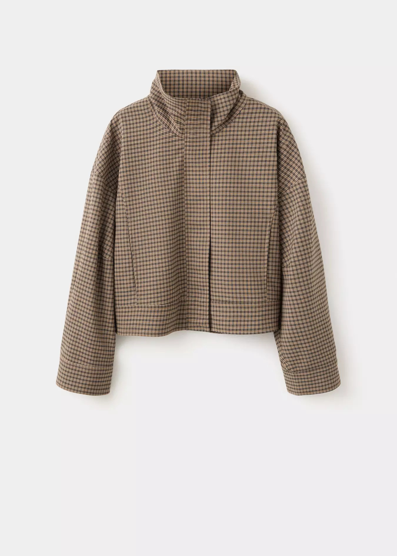 Jacke mit Karomuster und Stehkragen | Mango EU
