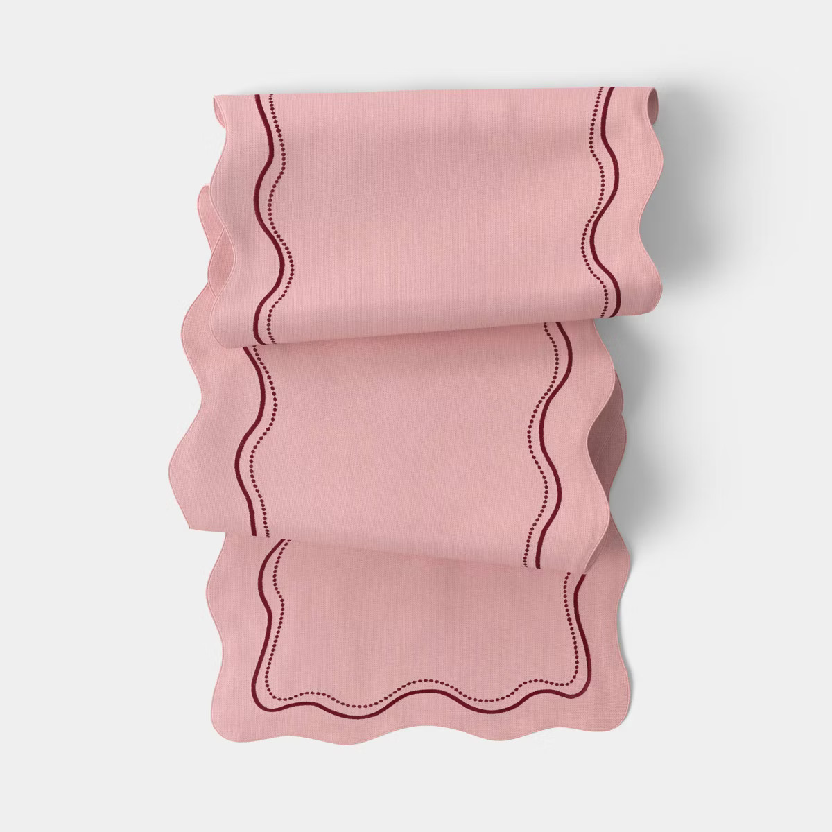 72"x14" Embroidered Scallop Table Runner Pink - Threshold™ | Target