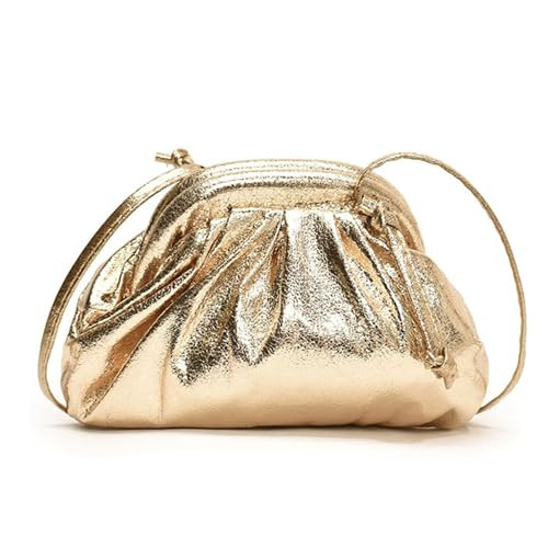 GRUMOTA Clutch Purse Bag Small Gold PU Leather Dumpling Crossbody Evening Handbag Sparkly Mini Ruched Cloud Pouch Wallet for Women Dressy,Prom,Wedding Party(Gold) | Amazon (US)