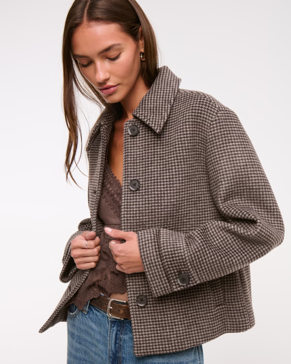 Short Wool-Blend Coat | Abercrombie & Fitch (US)
