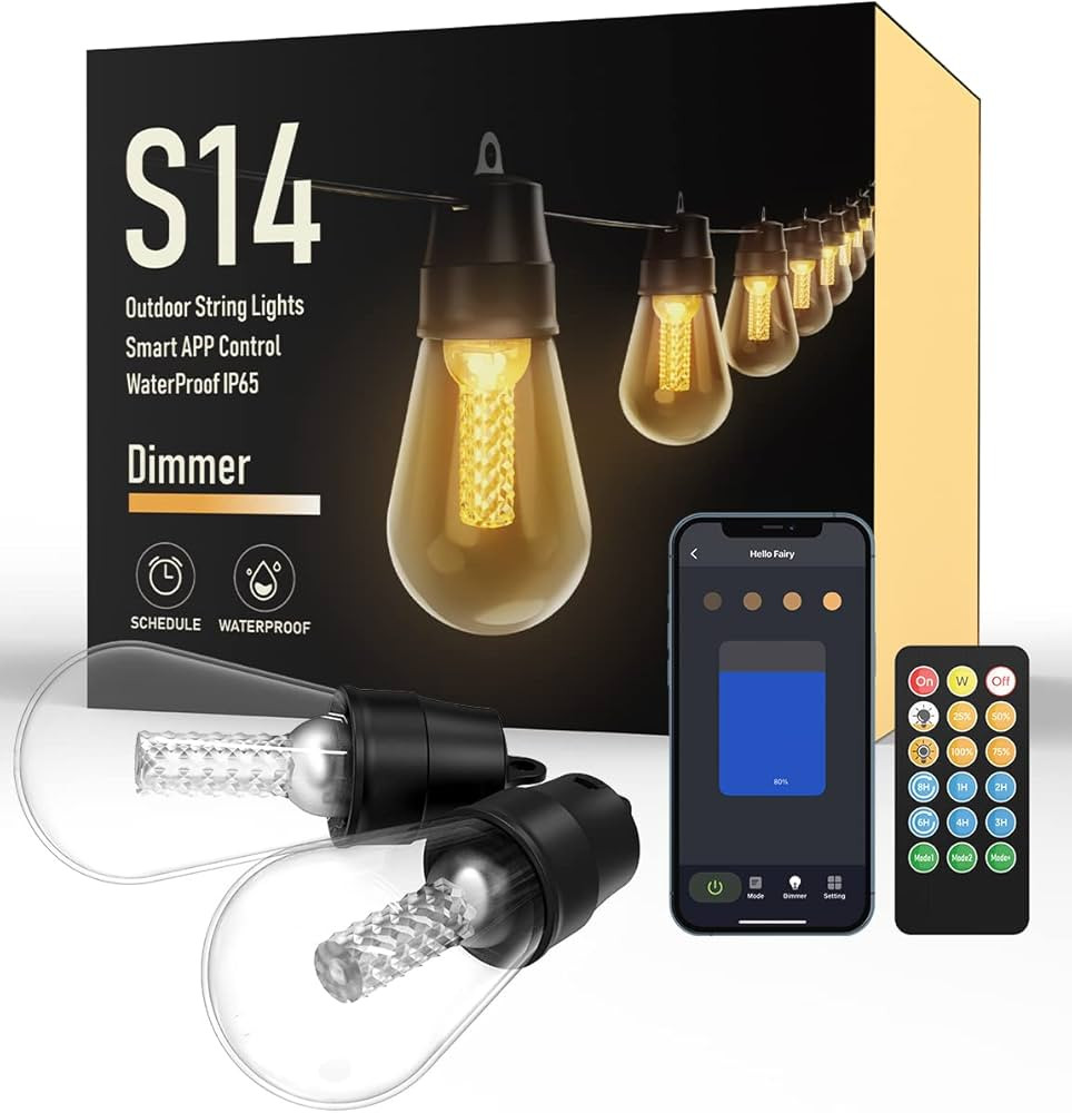 Outdoor Lights Bluetooth App Control - 100Ft Edison Led Patio Lights, Warm White Outdoor String L... | Amazon (US)