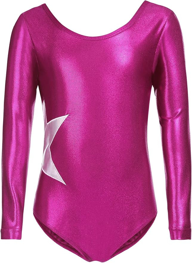 Zaclotre Girls Sparkling Stars Gymnastics Long Sleeve Leotards for Patriotic USA Kids | Amazon (US)