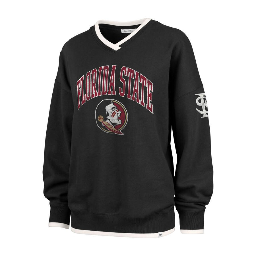 Florida State Seminoles '47 Women's Clubhouse Daze Eighty V-Neck Pullover Sweatshirt - Black | Fanatics