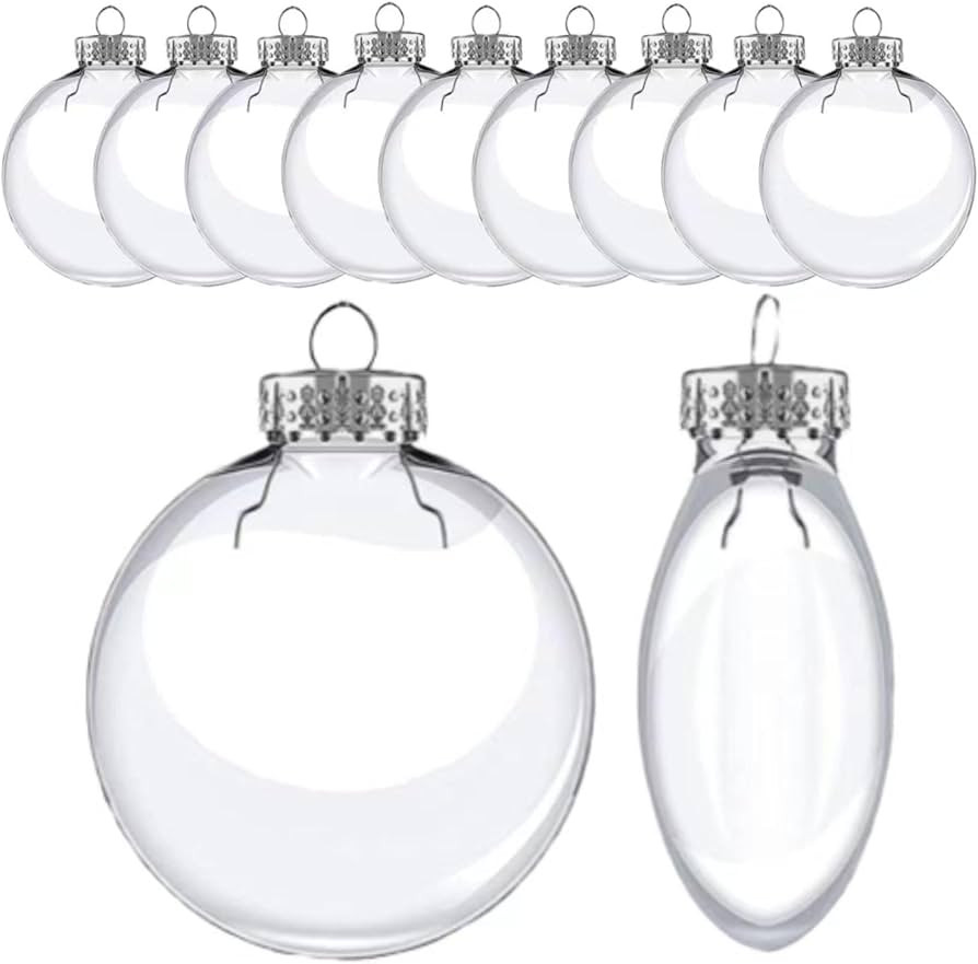 9 Pcs Clear Fillable Christmas Ornament Balls，Clear Ornaments for Crafts Fillable，80mm/3.15in... | Amazon (US)