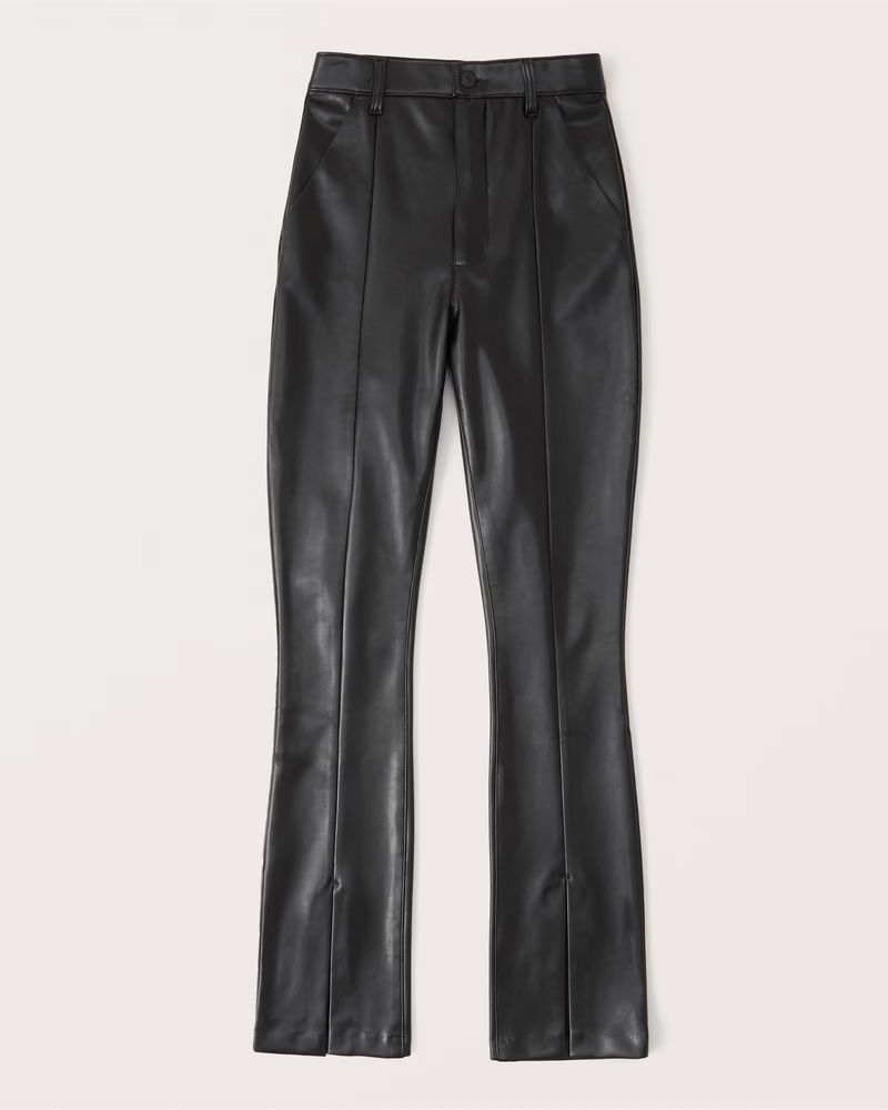 Women's Vegan Leather Split-Hem Pants | Women's Bottoms | Abercrombie.com | Abercrombie & Fitch (US)